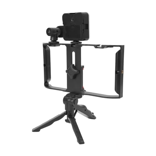 Phone Live Streaming Kit, Wireless Vlogging Kit with Fill Light Microphone and Handheld Tripod, 3 - Level Brightness Smartphone Video Rig for Live Selling Online Teaching