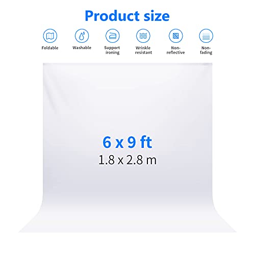 Neewer 6x9 feet/1.8x2.8 meters Photo Studio 100 Percent Pure Polyester Collapsible Backdrop Background for Photography, Video and Television (Background Only) - White - color: White