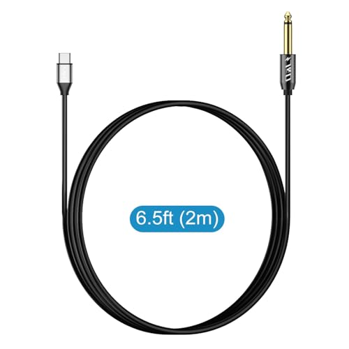 J&D USB-C to 6.35mm 1/4 inch TS Audio Cable, Gold Plated USB Type C to 1/4" Male Mono Interconnect Aux Adapter Cable Compatible with iPhone 16/17 Series, 6.5 Feet - size: 6.5 Feet