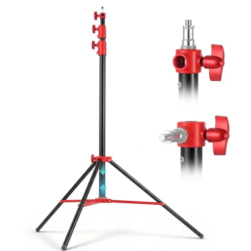 SH Light Stand Photography, 9.1ft/280cm Air Cushioned Studio Light Stand, Heavy Duty Metal Photo Video Tripod Stand with 1/4" to 3/8" Screw for Strobe, Camera, Ring Light, Softbox, Max Load 22lb/10kg - color: Red