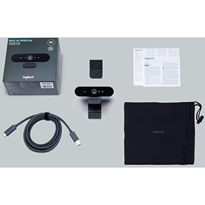 Logitech Brio 4K Webcam, Ultra 4K HD Video Calling, Noise-Canceling mic, HD Auto Light Correction, Wide Field of View, Works with Microsoft Teams, Zoom, Google Voice, PC/Mac/Laptop/MacBook/Tablet