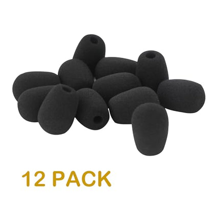 12 Pack Headset Microphone Windscreen Foam Cover Soft Comfortable and High-density Lapel Mic Covers Pop Filter Replacement Windshield for Headset Microphone