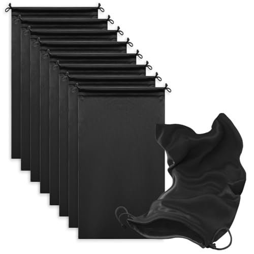 Microfiber Drawstring Bags, Multi-Size Soft Protective Pouches for Shoes, Ski Goggles, Sunglasses, Handbags & Camera Lenses - color: Black