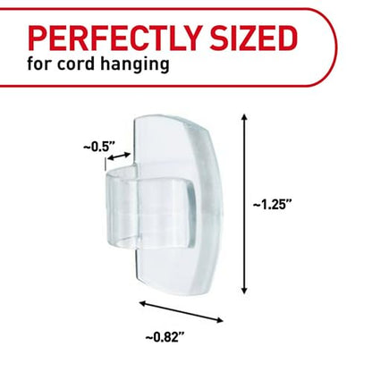 Command Round Cord Clips, Damage Free Hanging Cable, for Hanging Electrical Cables, 26 Clear Cord Clips and 32 Strips - size: 26 Clips, 32 Strips