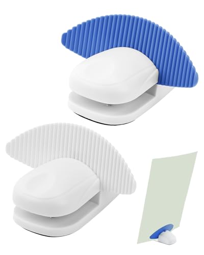UCEC 2 Pack Paper Holder Stand for Typing – Portable Desktop Document Folder Holders Clamp for A4 Paper and Copies, Non-Slip Typing Stand Document Holder for Office, Home, Reading, and Work Desk Use - color: White + Blue