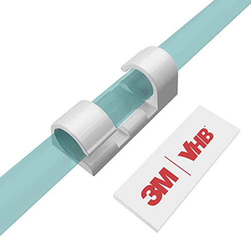 Cable Clips with Strong Self-Adhesive, XIAOXI Cable Management TV PC Wire Holder Sticky Tidy and Organizer Cord and Wires - 40 Pcs (White) - color: White