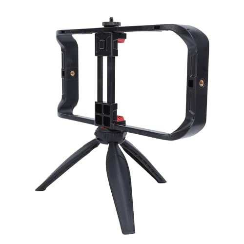 Pilipane Smartphone Video Rig Hand Grip Stabilizer Durable ABS Phone Stabilizer Rig with Tripod for Live Streaming Videography and Film Production