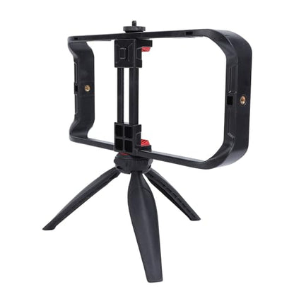 Pilipane Smartphone Video Rig Hand Grip Stabilizer Durable ABS Phone Stabilizer Rig with Tripod for Live Streaming Videography and Film Production