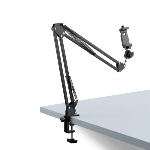 Overhead Phone Mount with Table Clamp – Stable Top-Down Phone Holder for Drawing, Tracing, Filming & Crafts – Adjustable Desk Clamp Stand for Creators