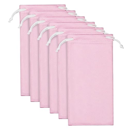 6pcs Eyeglasses Sunglasses Microfiber Pouch Bag, Cell Phone Storage Pouch 7.1" x 3.5" - color: Pink