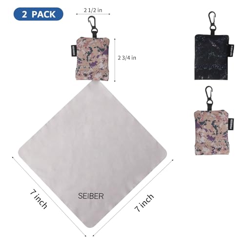 SEIBER Microfiber Eyeglass Cleaning Cloth with Neoprene Pouch,2PCS, Camomix | 7x7 inch Cloth For Glasses, Laptops, Cameras, Screen,Self-Closing Bottom - color: Camo Mix-(2pack)