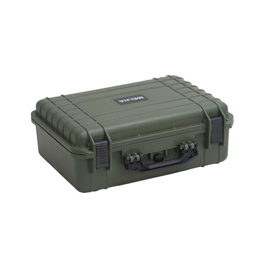 MEIJIA All Weather Portable IP67 Waterproof Protective Case, Hard Camera Case with customizable foam, Perfectly Protection of Camera, Drones,Pistols,Lens,Equipments,18.5 x14.06x6.93inches (Green) - color: Green