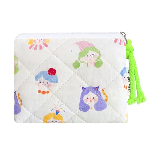 Cotton Quilted Floral Coin Purse Digital Camera Pouch with Cute Prints Zipper for Women Girls (GIRLS) - color: GIRLS