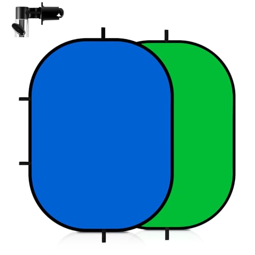 Meking 3x5ft Green Screen Backdrop for Photography, 2-in-1 Collapsible Background Panel with Clip and Carry Bag for YouTube Videos Photo Studio Props - color: Green&Blue, size: 3x5ft