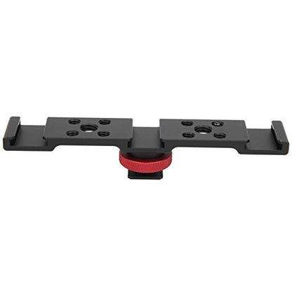 3 in 1 Hot Shoe Mount Adapter, Extension Bar Bracket Stand with 3pcs Hot Shoe Mount for Camera Mobile Phone Rabbit Cage (Black) - color: Black