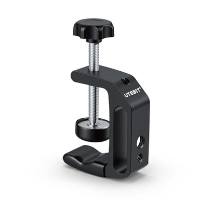 UTEBIT 1Pcs Aluminum Alloy C-Clamp for Desktop Mount Holder, 0.36-1.2 inch | Aluminum Universal Table Clamp with 1/4 and 3/8 Thread Hole, Desktop DSLR Mount for Shelves, Desk, Rods, Camera - size: 0.36-1.57 inch