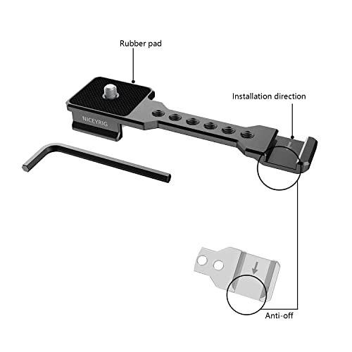 NICEYRIG Cold Shoe Mount Extension Bracket with Quick Release Plate for Arca-Standard Dovetail, DSLR Camera and Tripod Adapter Shoe Mount Cheese Bar for Microphone Flash LED Light - 433