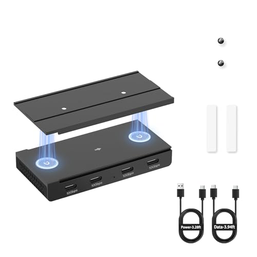 EJAY Magnetic USB C Hub 10Gbps, 4 Port USB 3.2 Gen2 Desktop USB Hub with 47in Long Data Cable, Desk Mount USB C Hub Magnetic to Attach to Desk/PC Case, Powered USB Data Hub for PC, Mac, Black - color: Black