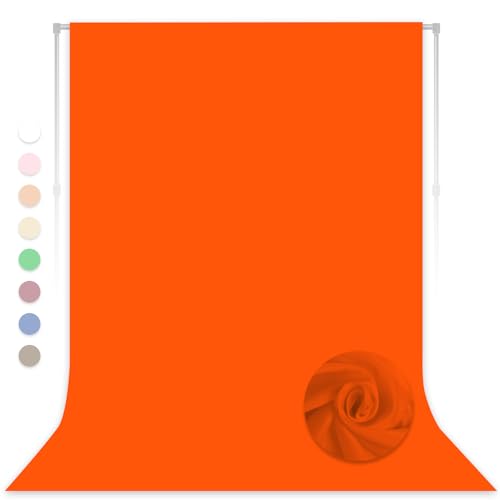 Orange Photography Backdrop for Photoshoot, Fabric, 5x7 FT | Versatile Studio Photo Backgrounds, Easy to Install, for Portraits Shooting, Party Decor, Live Streaming, Video Recording - color: Orange, size: 5X7 FT