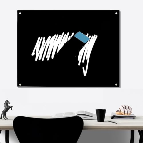 Magnetic Blackboard 48“ x 36” Black Glass Dry-Erase Board Wall-Mounted Frameless Whiteboard Bulletin Board Suitable for Offices, Schools, and Homes(Black) - size: 36"W x 48"H