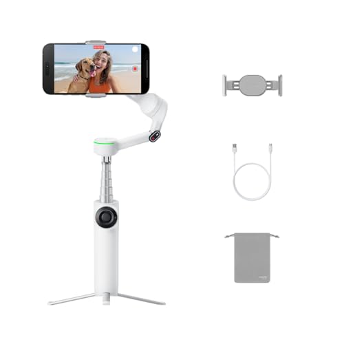 Insta360 Flow 2 Pro White - Industry-First AI Phone Gimbal with Apple DockKit, Pioneering 360º Pan Tracking, Free Tilt, Built-in Tripod/Selfie Stick, Portable Vlog/Travel Stabilizer - color: Summit White - Standard Bundle