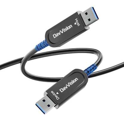 USB A to USB A Cable 50 FT, Fiber Optic USB Cable Male to Male 10Gbps(No Power), Long-Distance USB Host-Device Connection for KVM Extension,Embedded Control Systems,Remote Device Management - size: 50FT(Male to Male), style: 1 Pack