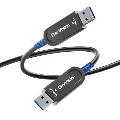 USB A to USB A Cable 50 FT, Fiber Optic USB Cable Male to Male 10Gbps(No Power), Long-Distance USB Host-Device Connection for KVM Extension,Embedded Control Systems,Remote Device Management - size: 50FT(Male to Male), style: 1 Pack