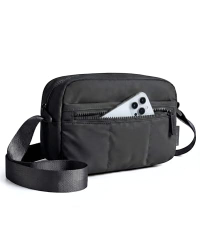 BAGSMART 2 in 1 Puffy Camera Sling Bag Small Camera Shoulder Bag DSLR/SLR/Mirrorless Crossbody Photography Camera Case for Photographers, Black - color: Black