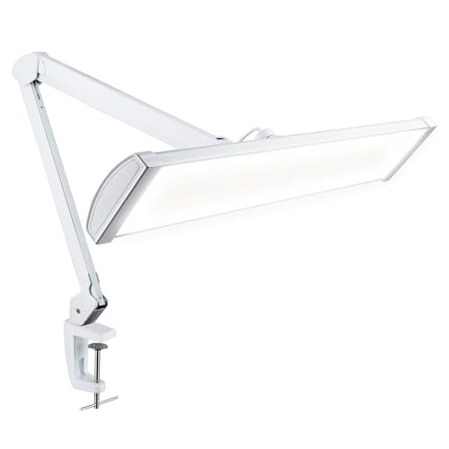 Neatfi Ultra 3,500 Lumens LED Desk Lamp with Clamp – 45W, 270 SMD LEDs, Shadow-Free | Adjustable Brightness | Task Light for Nail Tech, Crafts, Reading, Office & Workbench (White, 26-Inch Wide Shade) - color: White