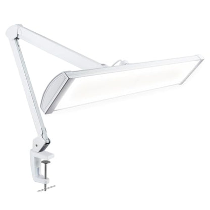 Neatfi Ultra 3,500 Lumens LED Desk Lamp with Clamp – 45W, 270 SMD LEDs, Shadow-Free | Adjustable Brightness | Task Light for Nail Tech, Crafts, Reading, Office & Workbench (White, 26-Inch Wide Shade) - color: White