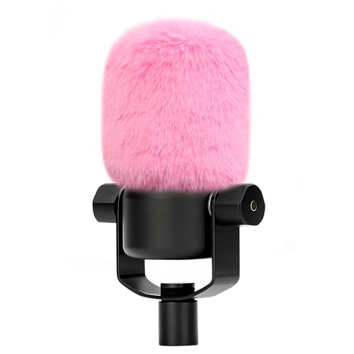 LEFXMOPHY PodMic Windscreen for Rode PodMic Microphone Replacement Pop filter, Pale Pink Furry Wind Muff Deadcat Cover