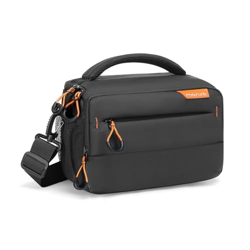 MOSISO Small Camera Bag for Photographers,Compact Camera Shoulder Bags for DSLR/SLR/Mirrorless Cameras,Waterproof Crossbody Padded Photography Bag with Rain Cover for Canon/Nikon/Sony, Black - color: Black