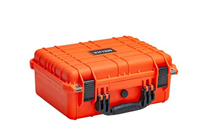 MEIJIA Portable All Weather Waterproof Camera Case With Foam,Fit Use of Drones,Camera,Equipments,Pistols,15.98x12.99x6.85inches - color: Orange