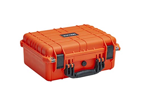 MEIJIA Portable All Weather Waterproof Camera Case With Foam,Fit Use of Drones,Camera,Equipments,Pistols,15.98x12.99x6.85inches - color: Orange