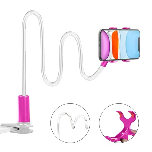 360-Degree Rotating Phone Stand, Adjustable Phone Holder for Desk, Flexible Phone Mount for Video Calls and Watching Videos - color: Pink