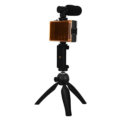 FILFEEL Portable Live Video Kit with Fill Light, Cardioid Microphone, Tripod, and Phone Holder for Mobile Photography (Black) - color: Black