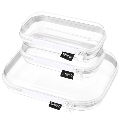 YQBRAO Clear Hard Shell Organizer Cases, 3-Pack, White | Rigid 1.2 mm clear PET organizers with multi-size design for travel, home storage, and everyday essentials. - color: White, size: MSS