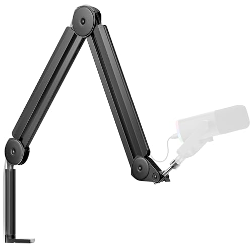 InnoGear Mic Boom Arm Microphone Stand Cable Management for Blue Yeti FIFINE AM8 K669B HyperX QuadCast S SoloCast AT2020 Shure SM7B MV7 and Other Microphone - color: Black, style: Standard Clamp