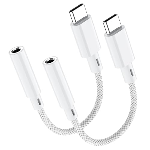 2 Pack USB C to 3.5mm Headphone Jack Adapter – HiFi Audio Dongle, Type C to Aux Female Cable Cord Compatible with iPhone 17/16/15 Pro Max, Samsung S25/S24/S23, iPad Pro, Pixel, MacBook-Pearl White - color: Pearl White, size: 2 Pack