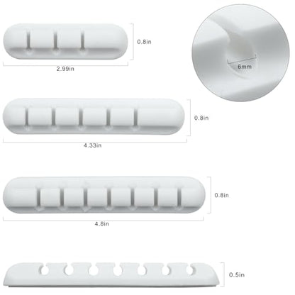 3 Pack Cable Management Cord Organizer Clips Self Adhesive Cable Holder Clips for Desktop Nightstand Office (White,3/5/7-Slot)