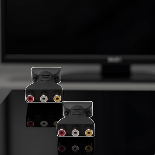 2Pcs Black HDMI to 3-RCA AV Converter | Male to Female Adapter for TV, DVD and Home Audio | Plug-and-Play HDMI to RCA Solution