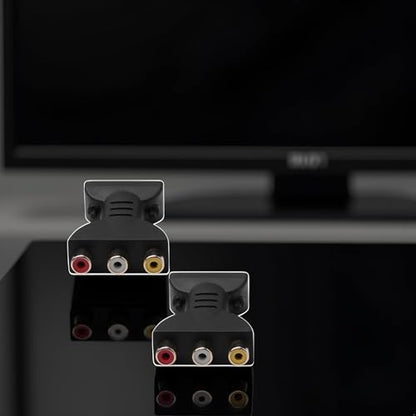 2Pcs Black HDMI to 3-RCA AV Converter | Male to Female Adapter for TV, DVD and Home Audio | Plug-and-Play HDMI to RCA Solution