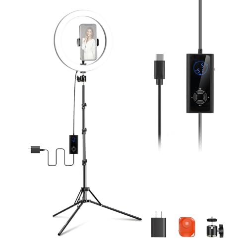 NEEWER 12" 24W Power LED Ring Light with Tripod Stand, Bi Color 2900-7000K, USB C PD Input, CRI97+ 1810lux/0.5m Compatible with iPhone Makeup Studio Streaming Selfie Video Recording, RH12B