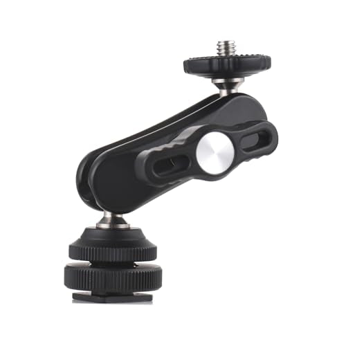 Andoer Mini Cool Ballhead Multi-Function Double Ball Dead Adapter with Cold Shoe Mount & 1/4 Inch Screw for DSLR Camera Camcorder Monitor LED Light Microphone