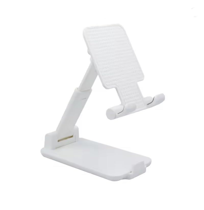 Desktop Phone Holder Stand Phone Support Adjustable Angle Height Cell Phone Stand Universal for iPhone 17 16 15 14 13 pro max，All Smart Phones (White) - color: White