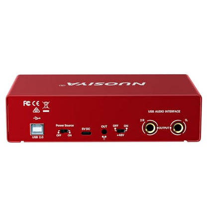 USB Audio Interface for PC Computer Recording Music, Red Guitar Audio Interface for Mac 24Bit/192kHz Podcasting Streaming for Vocalist Producer with 48V Phantom Power