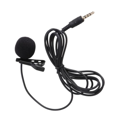 Abaodam Mini Portable Clip Lavalier Condenser Mic for Phone Camera Laptop High Sensitivity Black for Video Meetings Recordings and Chatting