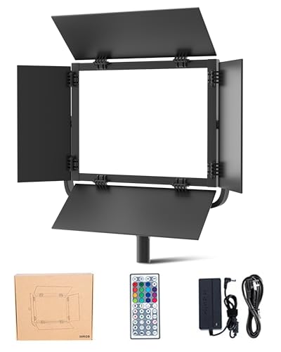 REFLEX CAMERA RGB LED Video Light Panel 3200K–5600K Bi-Color Dimmable with App & Remote Control – Studio Light for Photography, YouTube, Filmmaking, Adjustable Hue Saturation Barn Doors