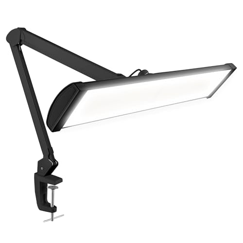 Neatfi Ultra 3,500 Lumens LED Desk Lamp with Clamp – 45W, 270 SMD LEDs, Shadow-Free | Adjustable Brightness | Task Light for Nail, Craft & Office (Black, 26-Inch Wide Shade) - color: Black