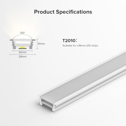 BTF-LIGHTING Silicone LED Channel System 16.4Ft for ≤18mm Width LED Strip | Flexible LED Neon Rope Channel Diffuser, Spotless Milky White Cover for Kitchen Cabinet, Rooms, and Patio(No LED Strip) - size: 16.4FT, style: 20X10mm